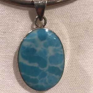 Sterling silver necklace with aquamarine pendant
